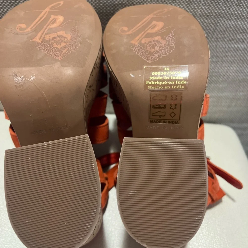 Free People Lisbon MJ Leather Platform Ankle Strap Sandals Size 36